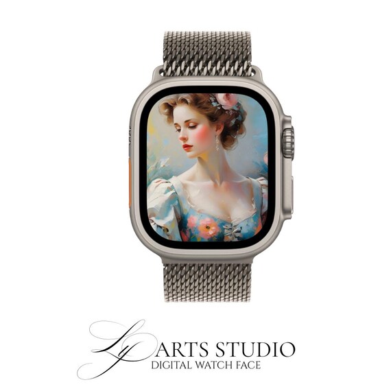 Vintage Lady Smartwatch Wallpaper: Pink Flower Art (digital Download) - Etsy