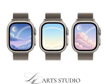 Sky Rainbow Moon Cloud Smartwatch Face Designs (Digital Download)