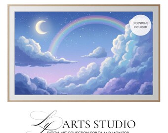Sky Rainbow Moon Cloud Art | Smart TV & Desktop |  3 Designs (Digital Download)