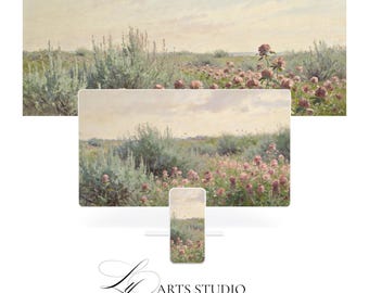 Pastel Wildflower Field Wallpaper Bundle | Ultrawide, Desktop, Phone (Digital Download)