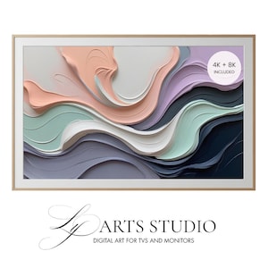 Pastell abstrakt våg 4K 8K TV, skärm, stationär dator och datorkonst: Modern digital nedladdning