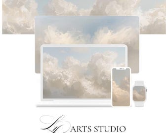 15-in-1 Neutral Cloud Wallpaper Bundle | Ultrawide Desktop Phone Watch Art