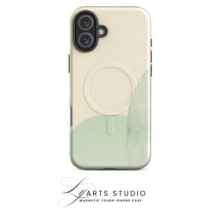 Sage Green Abstract iPhone Case: MagSafe Tough Protective Cover