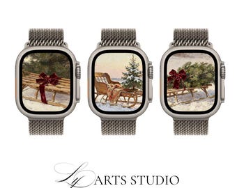 Christmas Sled & Sleigh Watch Faces | 3 Smartwatch Designs | Digital Download