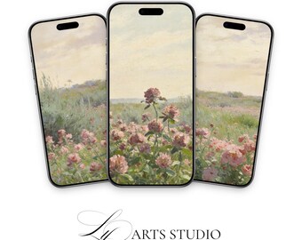 Muted Pastel Floral Field Phone Wallpaper Pack | Lock Screen Home Screen (Digital Download)