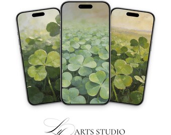 Green Leaf Clover Field Phone Wallpaper Pack | Lock Screen Home Screen (Digital Download)