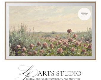 Muted Pastel Wildflower Field Desktop Wallpaper | 4K UHD, Samsung Frame TV Art (Digital Download)