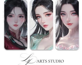 Winter Anime Live Wallpaper, Serene Anime Girl with Flowing Dark Hair, Animated Phone Background, Aesthetic Lock Screen, Digital Download