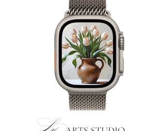 Tulip Smartwatch Wallpaper: Floral Art Watch Face (Digital Download JPG)
