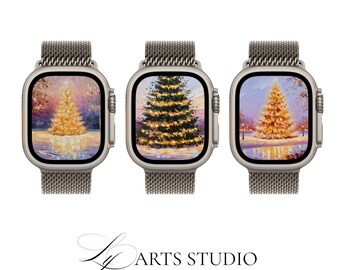 Impasto Christmas Watch Face Bundle, Set of 3, Textured Winter Smartwatch, Holiday Square Wallpaper