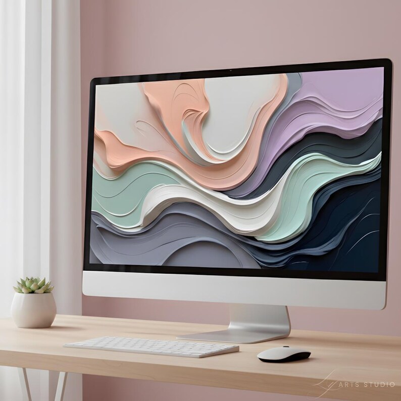 Pastel Computer Display Pastel Abstract Wave 4K 8K TV, Monitor, Desktop, and Computer Art ...