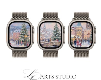 Christmas Watch Face Bundle | Impressionistic Oil Painting Style Holiday Designs for Watch