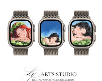 Anime Watercolor Watch Face Bundle | Digital Smartwatch Wallpaper Collection (3 Designs)