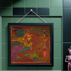 Necrophagian - Lámina artística de Ryan Bornen. Arte mural surrealista, decoración abstracta, arte extraño, pósteres únicos, estética alternativa, espeluznante y genial.