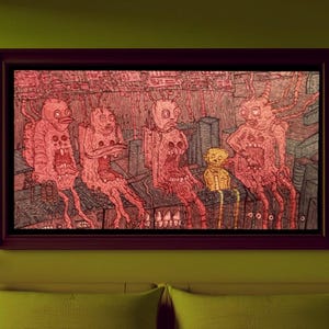 Yaldic Smears - Decoración de pared abstracta surrealista, póster, impresión de arte abstracto, arte oscuro, espeluznante y genial, obra de arte, arte extraño, póster único