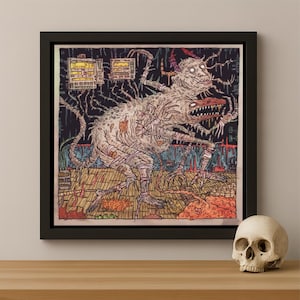 70 x 70 cm XXL H. Helminth Art Print - surrealistische muurkunst, abstracte donkere kunst, rare unieke posters, alternatief esthetiek, griezelig en cool