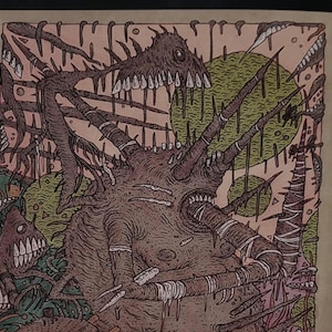 Grendel Gore – Horror Art Print, Weirdcore Poster, Surreal Monster Wall Art, Y2K Creature Illustration, Body Horror Decor
