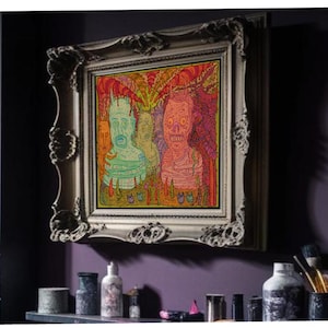 Lámina de arte psicocosmos de Ryan Bornen: arte mural surrealista, decoración de pósteres abstractos, demonios, arte oscuro, arte extraño, estética alternativa, espeluznante y genial.