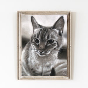Cat Portrait Realistic Hand painted from Photo, Custom Pastel Pet Portrait, Family Pet Gift