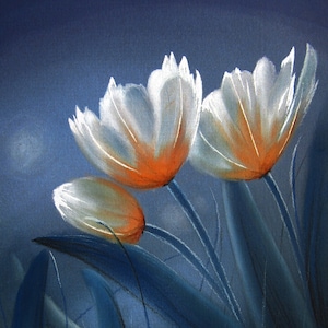 Spring Tulip- Original Art - Pastel and charcoal drawing - tulips painting, spring flowers