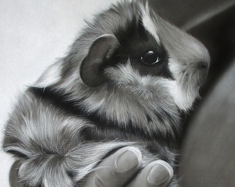 Guinea Pig Drawing Hand painted CUSTOM, Cavy lover, Pet Painting, From photo, Realistic Hand drawn, Original Memorial Art, Personalized gift