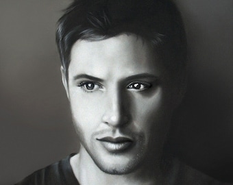 Jensen Ackles - Print - Dean Winchester, Supernatural, Realistic charcoal drawing, SPN celebrity portrait - Soldier Boy, The Boys