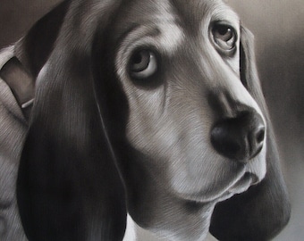 CUSTOM Charcoal Dog Drawing, Hand painted from your photo, Dog lover, Pet Painting, Realistic Hand drawn, Original Memorial Art