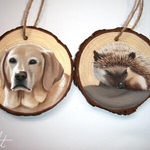 Hand painted Pet Portrait Ornament or Magnet - Wooden - Custom Wood Slice - Pastel - Hand drawn - Cat Portrait - Dog portrait - Guinea pig image 19