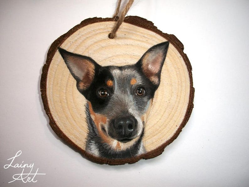 Hand painted Pet Portrait Ornament or Magnet - Wooden - Custom Wood Slice - Pastel - Hand drawn - Cat Portrait - Dog portrait - Guinea pig image 14