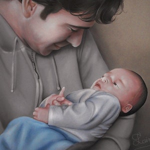 Handpainted CUSTOM Pastel Family Drawing, Family portrait From your photo, Realistic Hand drawn, Original Art, Personalized gift