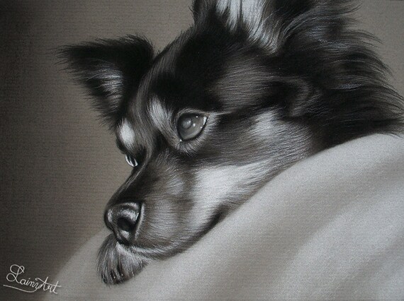 Dessin Personnalisé Fusain Chien Amateur De Chien Peinture De Lanimal De Compagnie De Votre Photo Dessiné à La Main Réaliste Original Memorial