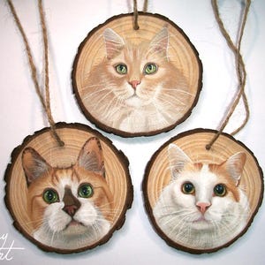 Hand painted Pet Portrait Ornament or Magnet - Wooden - Custom Wood Slice - Pastel - Hand drawn - Cat Portrait - Dog portrait - Guinea pig image 12