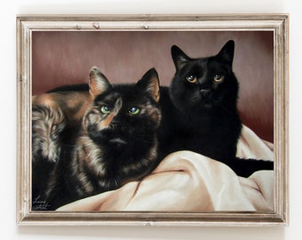 Custom Cat Portrait: Realistic Hand-Painted Pastel Pet Art