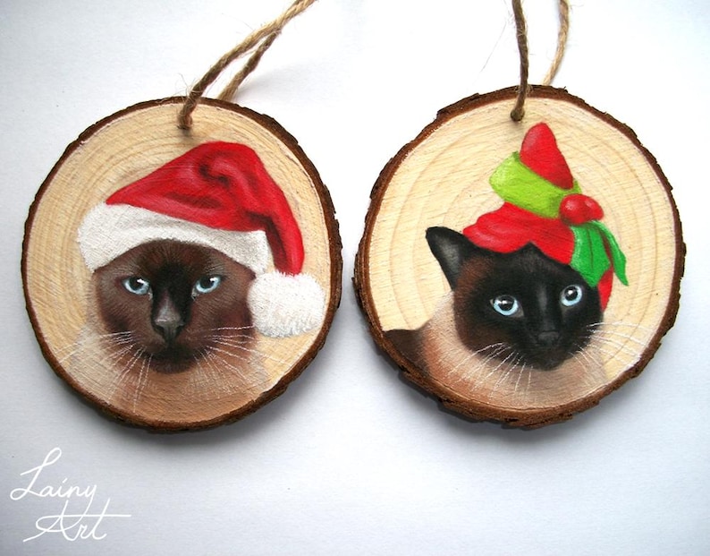 Hand painted Pet Portrait Ornament or Magnet - Wooden - Custom Wood Slice - Pastel - Hand drawn - Cat Portrait - Dog portrait - Guinea pig image 15