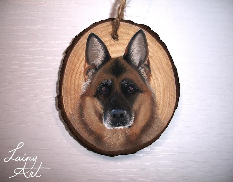 Hand painted Pet Portrait Ornament or Magnet - Wooden - Custom Wood Slice - Pastel - Hand drawn - Cat Portrait - Dog portrait - Guinea pig image 6