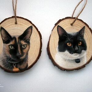 Hand painted Pet Portrait Ornament or Magnet - Wooden - Custom Wood Slice - Pastel - Hand drawn - Cat Portrait - Dog portrait - Guinea pig image 13