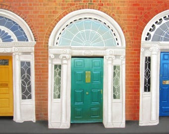 Doors of Dublin - Georgian doors of Ireland - Original art Print - Celtic Irish Travel tourism
