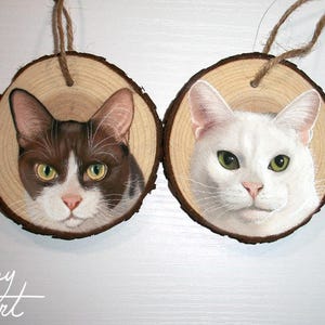 Hand painted Pet Portrait Ornament or Magnet - Wooden - Custom Wood Slice - Pastel - Hand drawn - Cat Portrait - Dog portrait - Guinea pig image 20