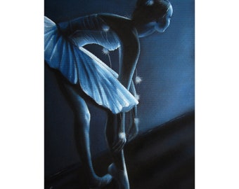 Blue Ballerina Print - Charcoal sketch Print- Multiple sizes available - ballet dancer, resting ballerina