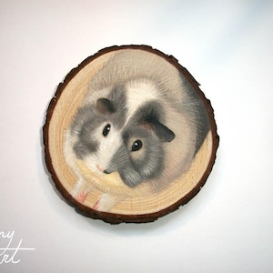 Hand painted Pet Portrait Ornament or Magnet - Wooden - Custom Wood Slice - Pastel - Hand drawn - Cat Portrait - Dog portrait - Guinea pig image 11