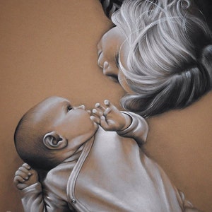 Family Portrait - Hand painted realistic drawing - Painting of kids - Custom Drawing From your photos - Charcoal drawing