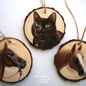 Hand painted Pet Portrait Ornament or Magnet - Wooden - Custom Wood Slice - Pastel - Hand drawn - Cat Portrait - Dog portrait - Guinea pig image 18