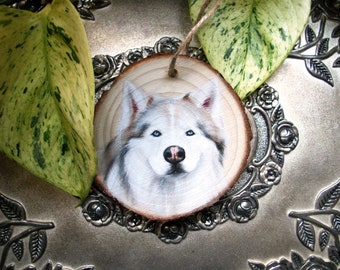 Custom Pet Portrait Ornament - Wooden - Wood Slice - Pastel - Hand painted - Hand drawn - Dog Portrait - Cat portrait - Guinea pig portrait