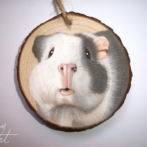 Hand painted Pet Portrait Ornament or Magnet - Wooden - Custom Wood Slice - Pastel - Hand drawn - Cat Portrait - Dog portrait - Guinea pig image 16