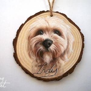 Hand painted Pet Portrait Ornament or Magnet - Wooden - Custom Wood Slice - Pastel - Hand drawn - Cat Portrait - Dog portrait - Guinea pig image 17