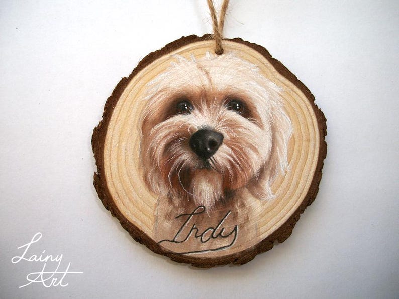 Hand painted Pet Portrait Ornament or Magnet - Wooden - Custom Wood Slice - Pastel - Hand drawn - Cat Portrait - Dog portrait - Guinea pig image 17