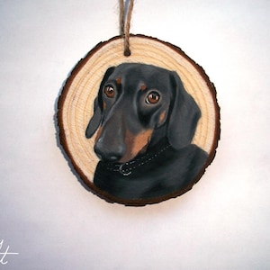 Hand painted Pet Portrait Ornament or Magnet - Wooden - Custom Wood Slice - Pastel - Hand drawn - Cat Portrait - Dog portrait - Guinea pig image 10