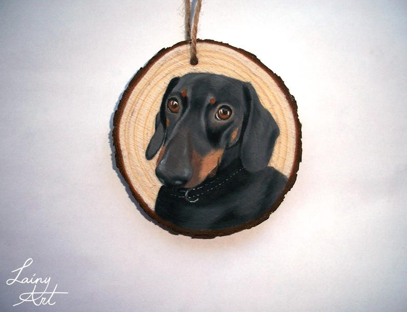Hand painted Pet Portrait Ornament or Magnet - Wooden - Custom Wood Slice - Pastel - Hand drawn - Cat Portrait - Dog portrait - Guinea pig image 10
