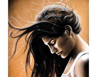 Luminosus - Art Print - wind, windy, sepia, woman, hair, portrait - Genevieve Cortese Padalecki