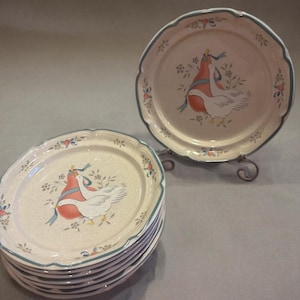 Vintage International China Marmalade Plates 7” Goose Bow Stoneware Dinnerware Japan Cottagecore Grannycore Farmhouse Decor